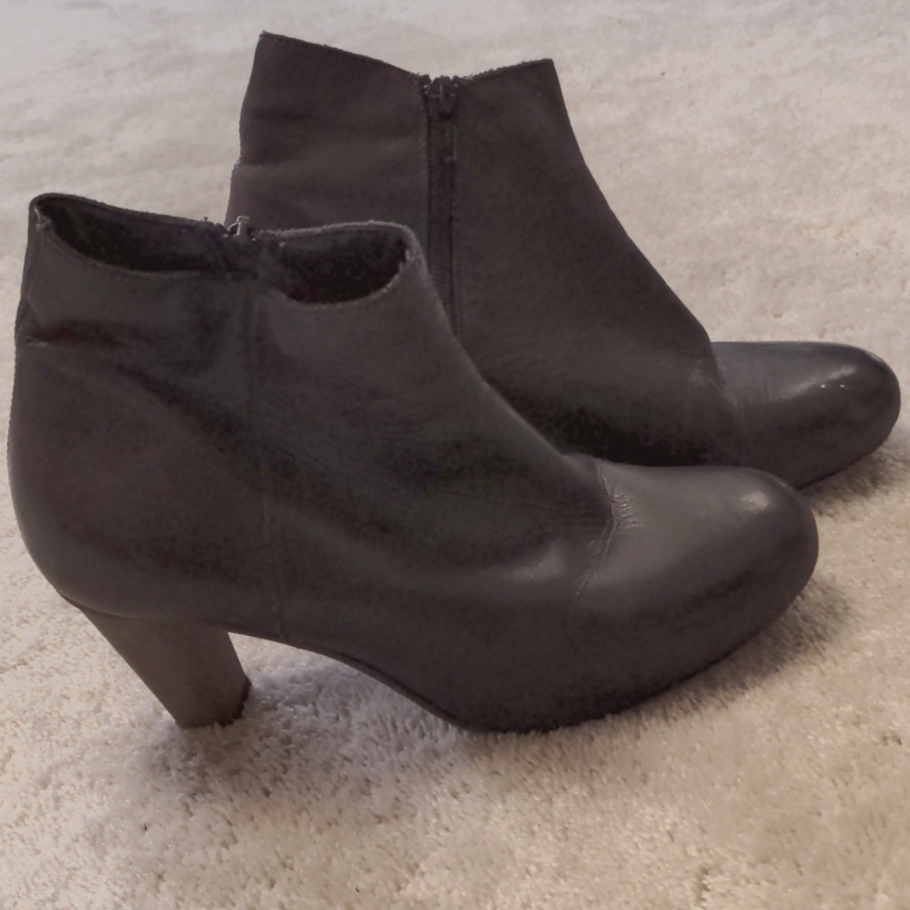 Black leather booties